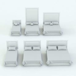 Revit Family / 3D Model - Bed With Modern Headboard Variations