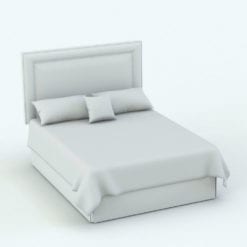 Revit Family / 3D Model - Bed With Modern Headboard Perspective