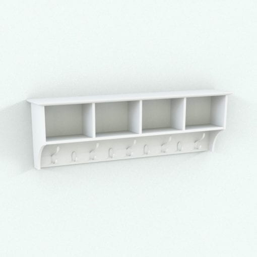 Revit Family / 3D Model - Storage Shelf Coat Hanger Perspective