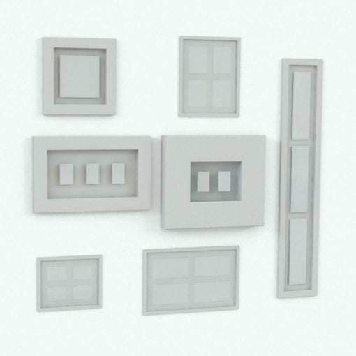 Revit Family / 3D Model - Glass Frame Glass Mat Multiformat Variations