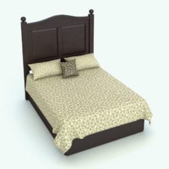 Revit Family / 3D Model - Bed With Wood Headboard Rendered in Revit