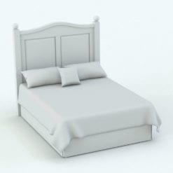 Revit Family / 3D Model - Bed With Wood Headboard Perspective