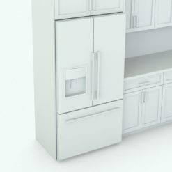 Revit Family / 3D Model - L-Shape Kitchen With Mouldings and Island Detail 1