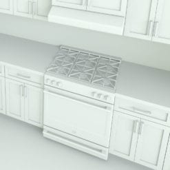 Revit Family / 3D Model - L-Shape Kitchen With Mouldings and Island Detail 2