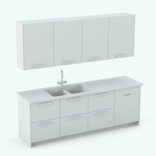 Revit Family / 3D Model - Modern Kitchen Ceiling Range Hood Sink Side