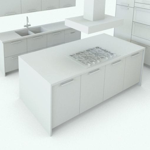Revit Family / 3D Model - Modern Kitchen Ceiling Range Hood Detail 3