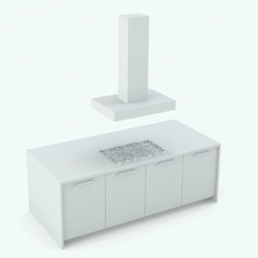 Revit Family / 3D Model - Modern Kitchen Ceiling Range Hood Island
