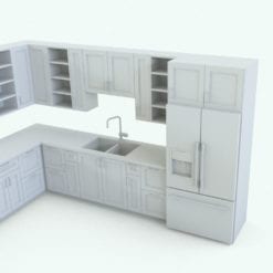 Revit Family / 3D Model - Modern Kitchen With Island Detail 2