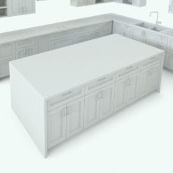 Revit Family / 3D Model - Modern Kitchen With Island Detail 4