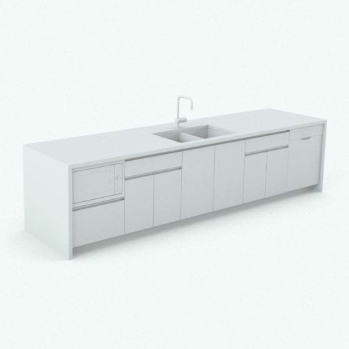 Revit Family / 3D Model - Open Concept Kitchen Sink Side