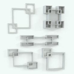 Revit Family / 3D Model - Rectangles Shelves Variations