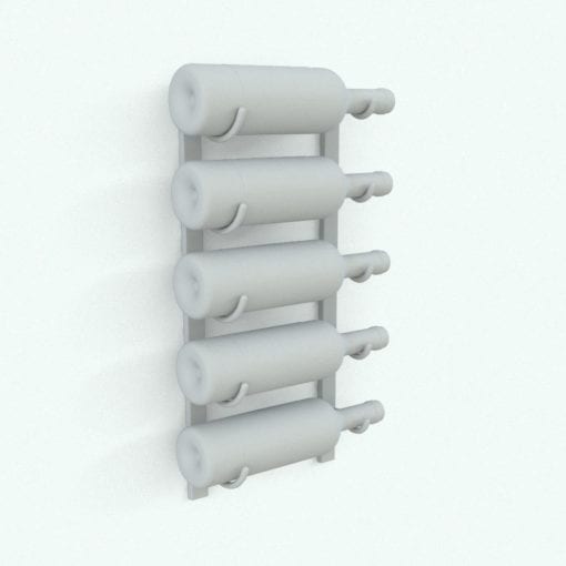 Revit Family / 3D Model - Wall Mounted Wine Rack Perspective
