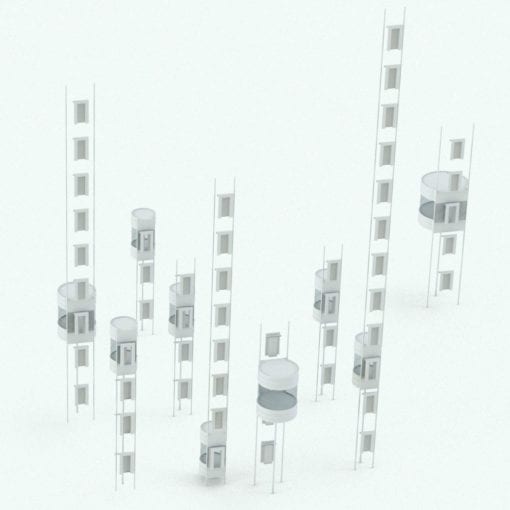Revit Family / 3D Model - Circular Panoramic Elevator Variations