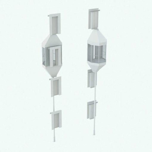 Revit Family / 3D Model - Half Octagonal Panoramic Elevator Perspective