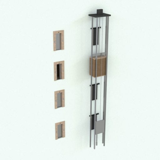 Revit Family / 3D Model - Rectangular Elevator Rendered in Revit