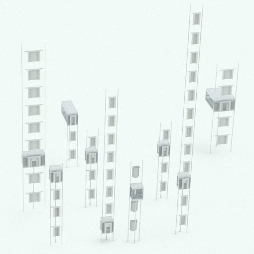 Revit Family / 3D Model - Rectangular Panoramic Elevator Variations