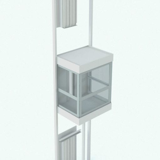 Revit Family / 3D Model - Rectangular Panoramic Elevator Car