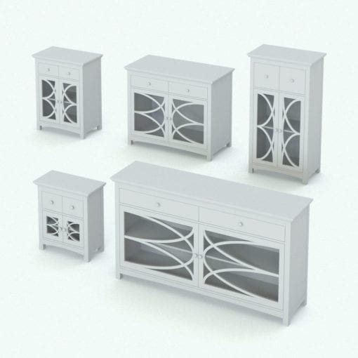 Revit Family / 3D Model - Bathroom Cabinet Circles Variations