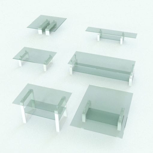 Revit Family / 3D Model - Modern Double Glass Coffee Table Variations