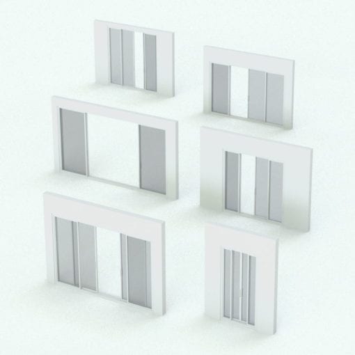 Revit Family / 3D Model - Door SLD OXXO Bi Part Variations
