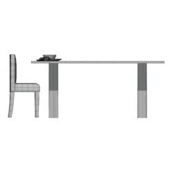 Revit Family / 3D Model - Cross-legged Rectangular Dining Set Side View