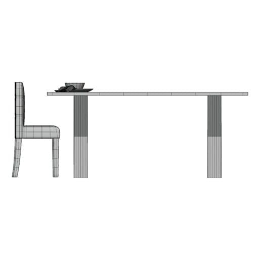 Revit Family / 3D Model - Cross-legged Rectangular Dining Set Side View