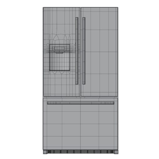 Revit Family / 3D Model - Double Door Refrigerator With Bottom Freezer Front View