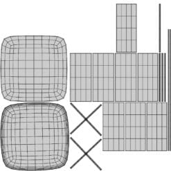 Revit Family / 3D Model - Glass Table With Leather Chairs Dining Set UV's 2
