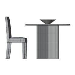 Revit Family / 3D Model - Glass Table With Leather Chairs Dining Set Side View