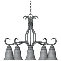 Revit Family / 3D Model - Modern Curved Chandelier Front/Side View