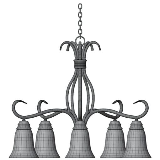 Revit Family / 3D Model - Modern Curved Chandelier Front/Side View