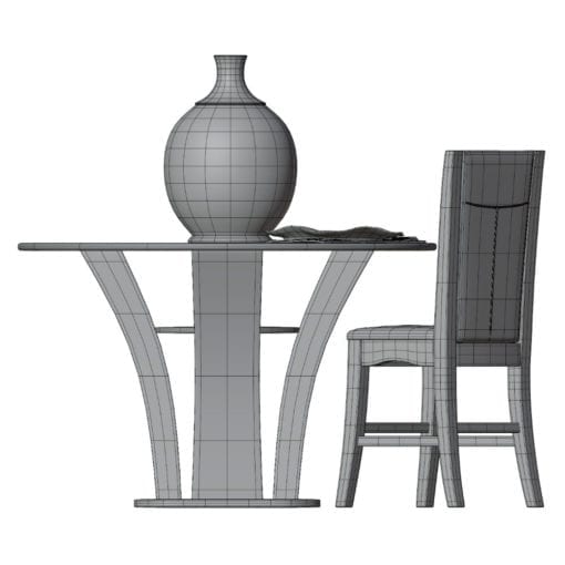 Revit Family / 3D Model - Modern High Table Dining Set Side View