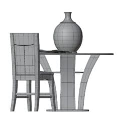 Revit Family / 3D Model - Modern High Table Dining Set Front View