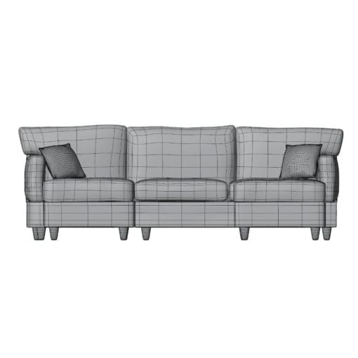 Revit Family / 3D Model - Sectional Sofa With Ottoman Front View