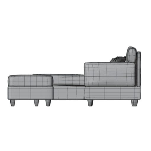 Revit Family / 3D Model - Sectional Sofa With Ottoman Side View