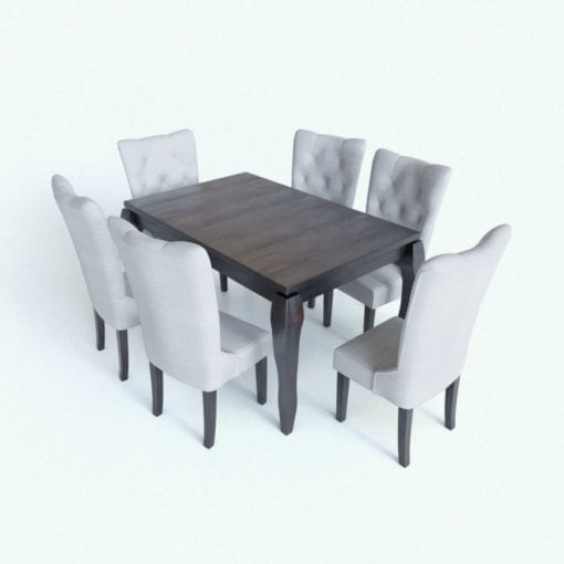Revit Family / 3D Model - Classic Dining Set Rendered in Vray