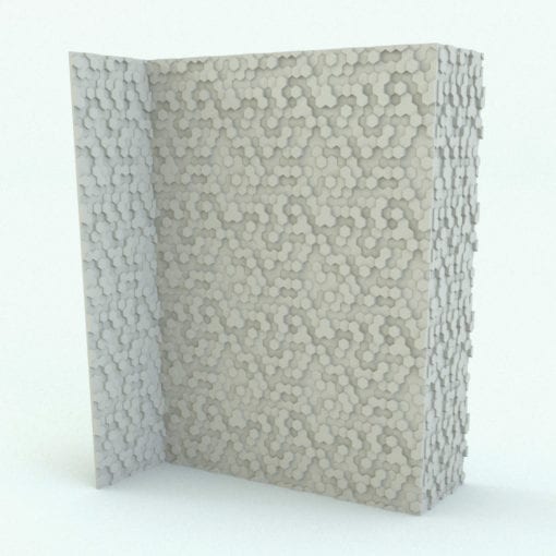 Revit Family / 3D Model - Hexagonal Panels Wall Trim Rendered in Vray