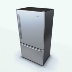 Revit Family / 3D Model - Refrigerator With Bottom Freezer Rendered in Vray