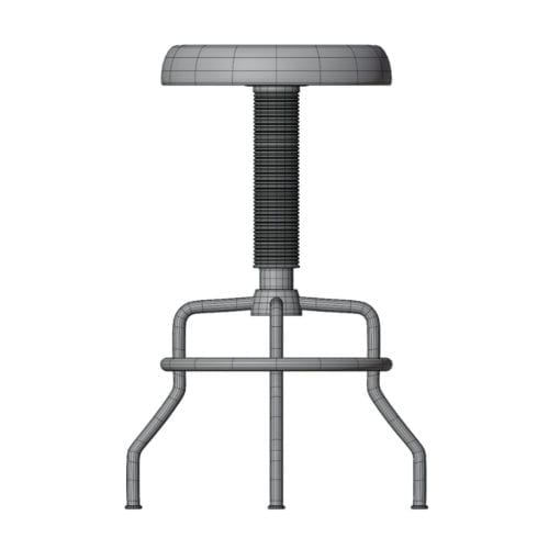 Revit Family / 3D Model - Stainless Steel Stool Front View