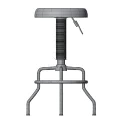 Revit Family / 3D Model - Stainless Steel Stool Side View