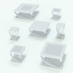 Revit Family / 3D Model - Quarter Circle Supports Coffee-Side Table Variations