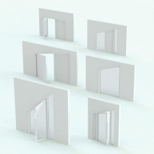 Revit Family / 3D Model - Sloped Door With Sidelights Variations