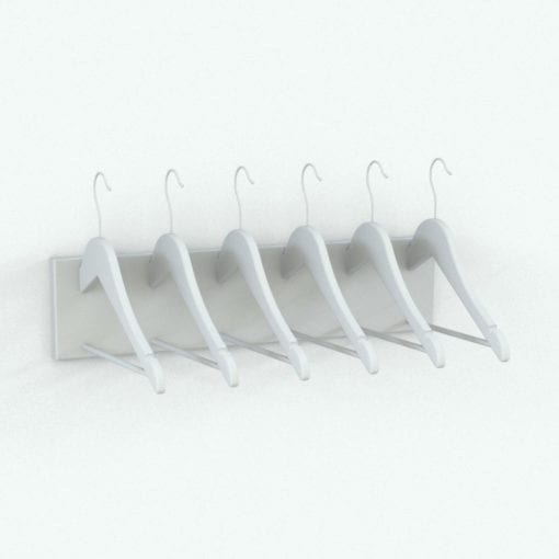 Revit Family / 3D Model - Wall Mounted Hangers Coat Rack Perspective