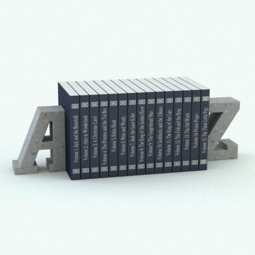 Revit Family / 3D Model - A-Z Fairytales Bookends Rendered in Vray