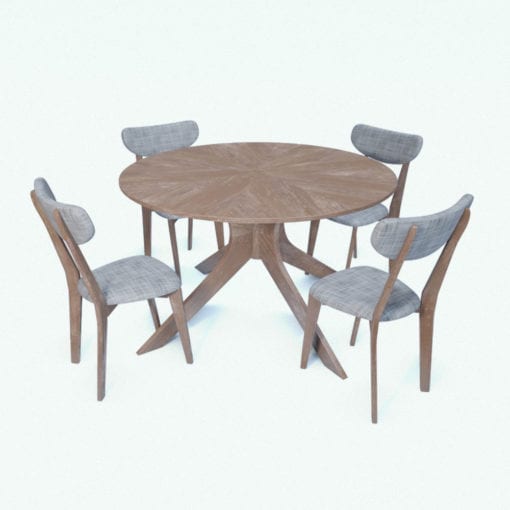 Revit Family / 3D Model - Oak Dining Table Rendered in Vray