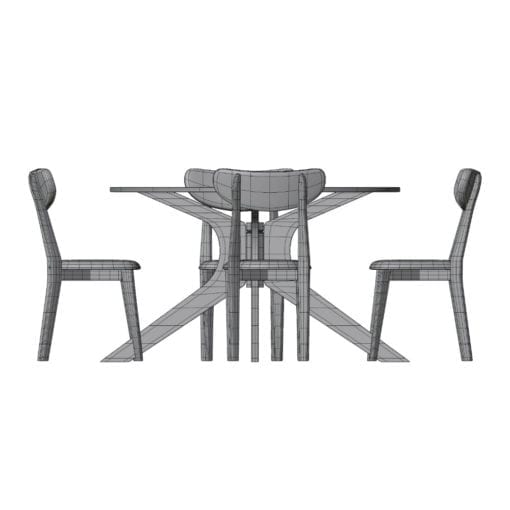 Revit Family / 3D Model - Oak Dining Table Front View
