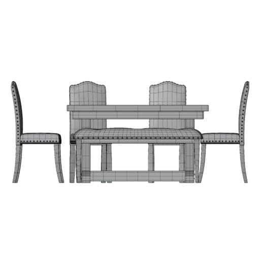 Revit Family / 3D Model - Rustic Marble Dining Set Side View