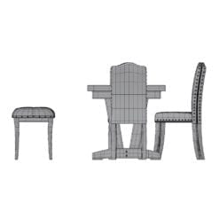 Revit Family / 3D Model - Rustic Marble Dining Set Front View