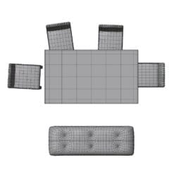 Revit Family / 3D Model - Rustic Marble Dining Set Top View