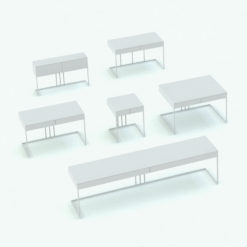 Revit Family / 3D Model - Minimalistic Wood and Steel Desk Variations